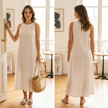 Robe Sans Manches en Dentelle — Coupe Évasée & Chic