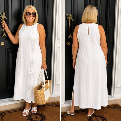 Robe Sans Manches en Dentelle — Coupe Évasée & Chic